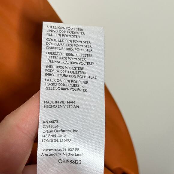 ANTHROPOLOGIE x PILCRO Cropped Hooded Puffer Jacket Dark Orange Sz M - Picture 7 of 7